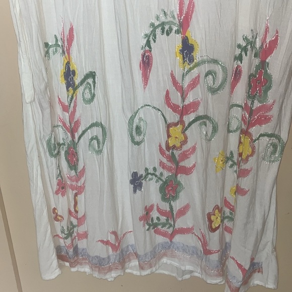 S.R. Fashion Floral Embroidered White Maxi Rayon Dress size 3XL made in India - Picture 6 of 10